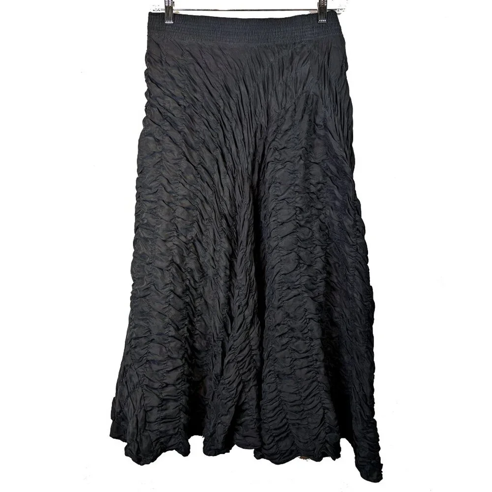 DNKY Puffy Black Silk Skirt Size Large - Picture 2 of 3